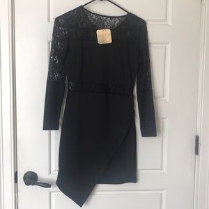 Black fitted lace dress